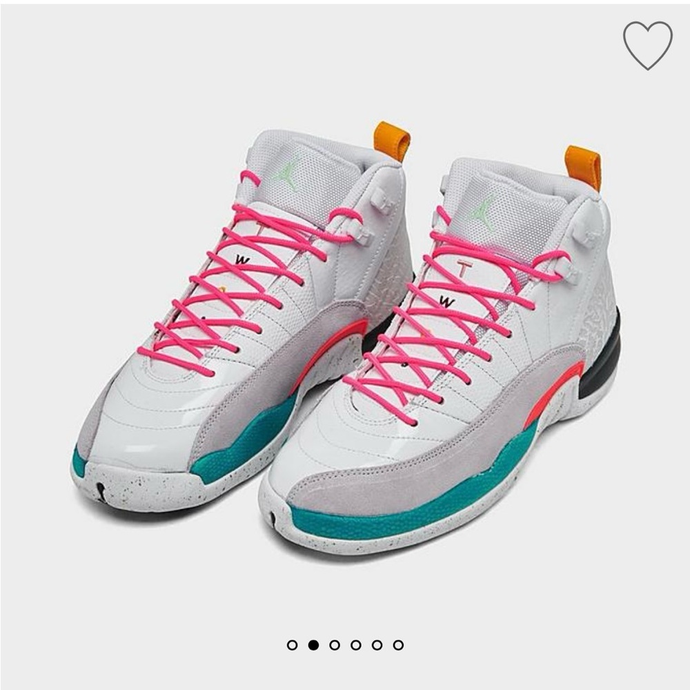 Jordan Big Kids Boys 7Y Sneakers in White, Pink, and Teal